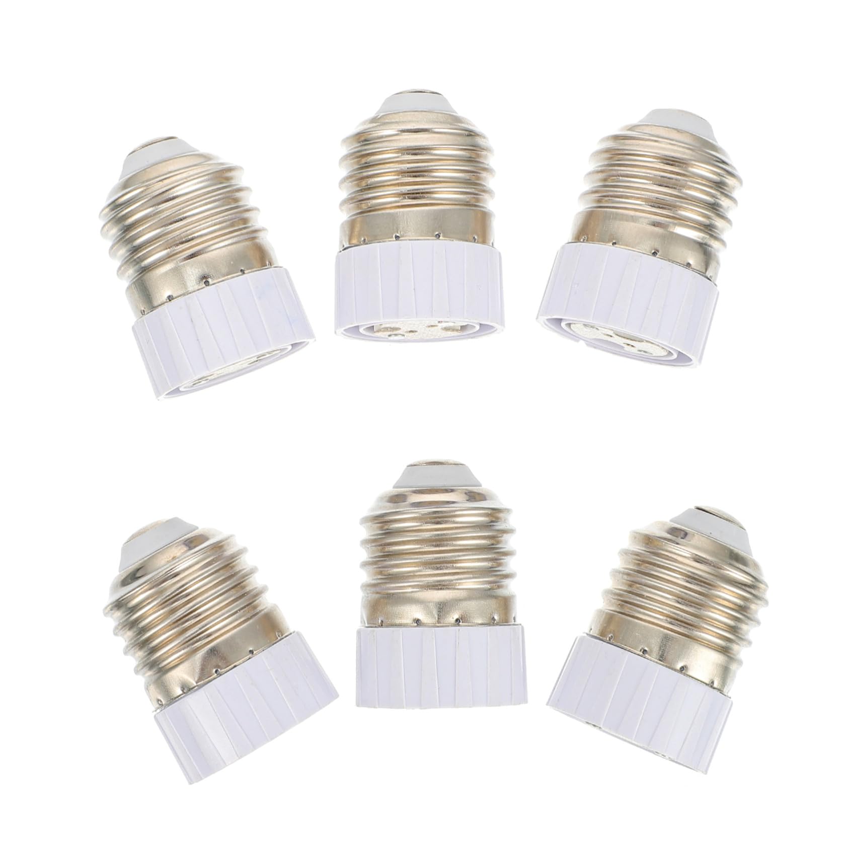 Adaptador de portalámparas E27 a MR16 Veemoon, convertidor de plástico plata, 6 piezas