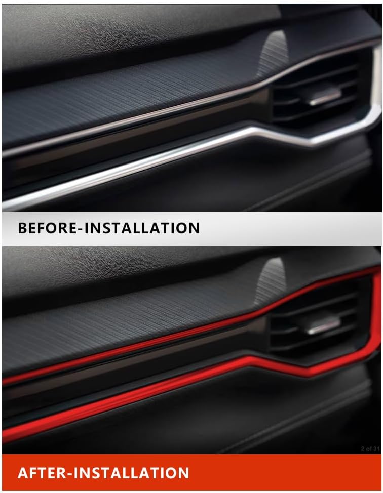 YINGTUU for Ford Mustang 2024 2025 2026 Accessories Interior Center Console AC Air Vents Decorative Trim - Red image 2