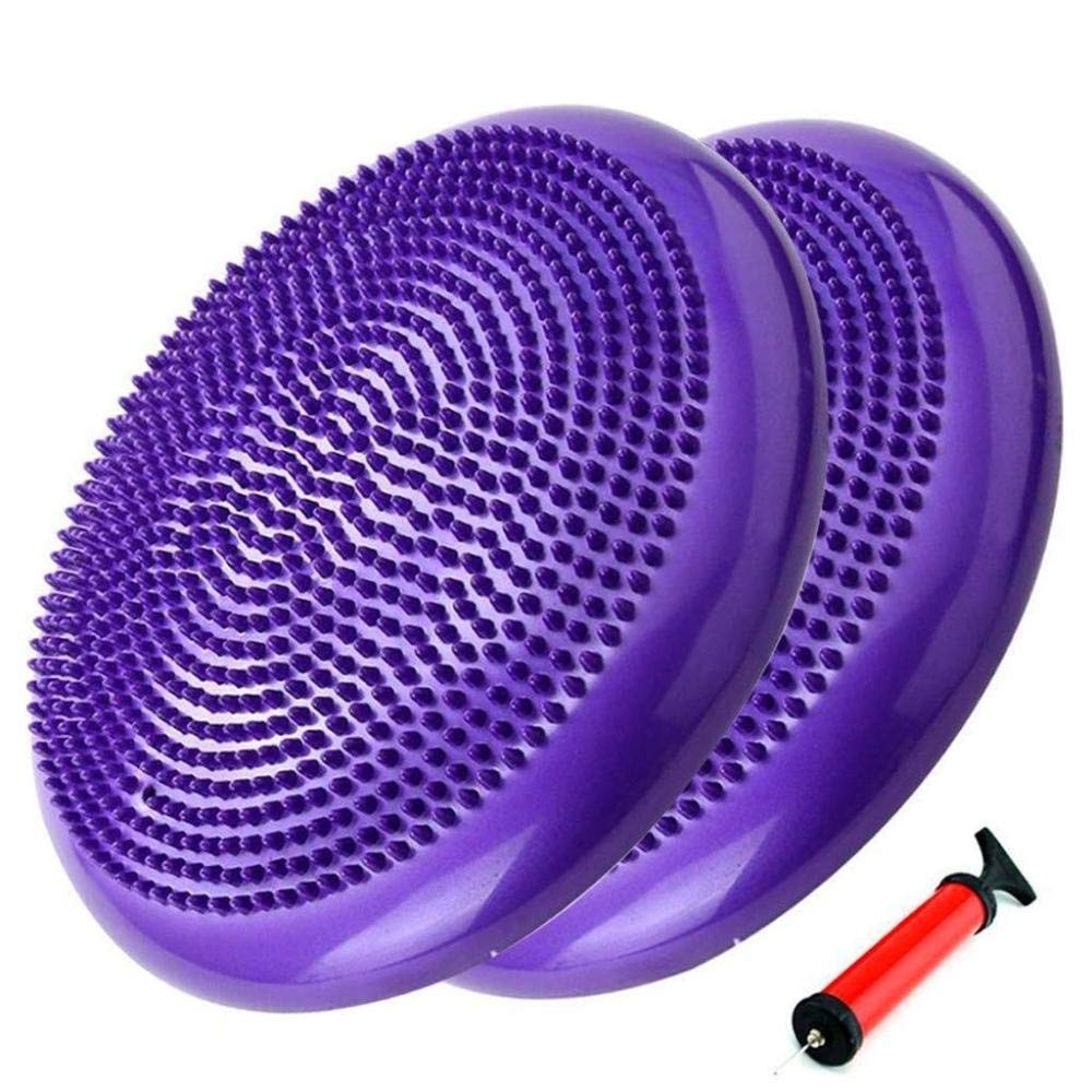 Balance Board,Matte Aufblasbares Gleichgewichtskissen Yoga Workout Fitness Training Übung Balance Sitzpolster Mit Handluftpumpe (2),Purple