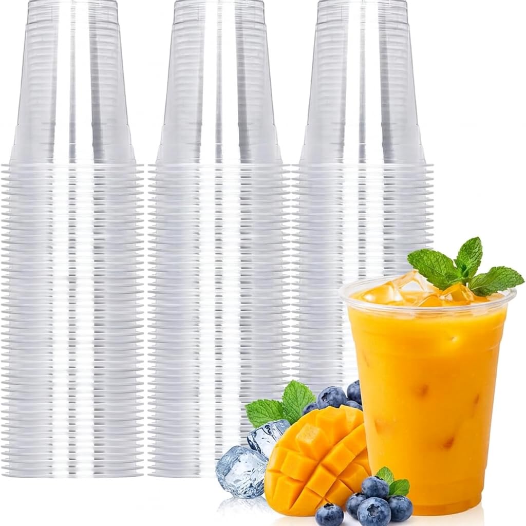 Disposable Transparent Drinking Cups - 200 ml | Lightweight Stackable Beverage Serving Glasses or Juice, Smoothies, Mocktails, Iced Tea, Lemonade & Soft Drinks (50Pcs, Transparent)-image-17