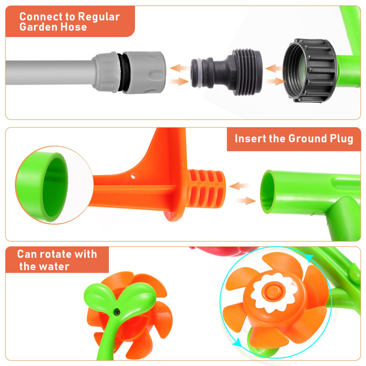 STOBOK Kinder Wassersprinkler Blume, Outdoor Rasensprenger Wasserspielzeug für Gartenschlauch, Sommer Wasserspaß Garten Spielzeug Draußen, Mädchen Jungen ab 3 4 5 6 7 8 Jahre