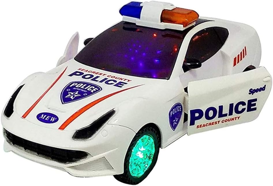 Bump And Go 3D Lights Police Car With Fun Flashing Light & Musical Realistic Sounds With Sirens And Wheels Best Gift Toy Car For Kids - Multicolor