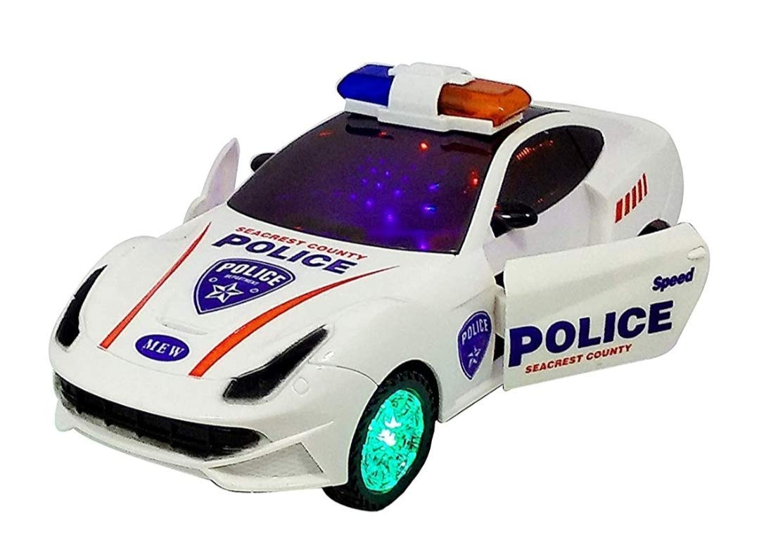 Bump And Go 3D Lights Police Car With Fun Flashing Light & Musical Realistic Sounds With Sirens And Wheels Best Gift Toy Car For Kids - Multicolor