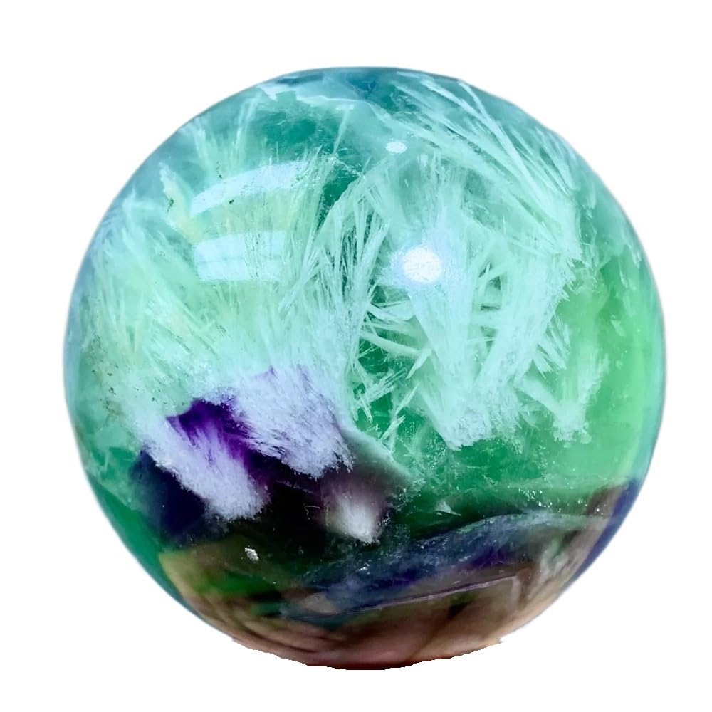 XCTXOKPVM 1pc 410-500g Feather Fluorspar Crystal Quartz Sphere Repair gems Gifts Decorations