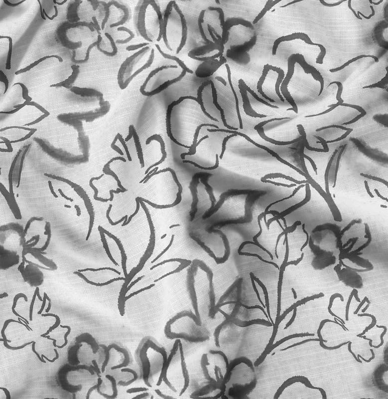 Soimoi Unstitched Crepe Fabric, 1 Meter - 42" Wide, Grey - Floral Print, Soft and Light Weight Fabric Material for Suits, Garments, Dresses and Accessories