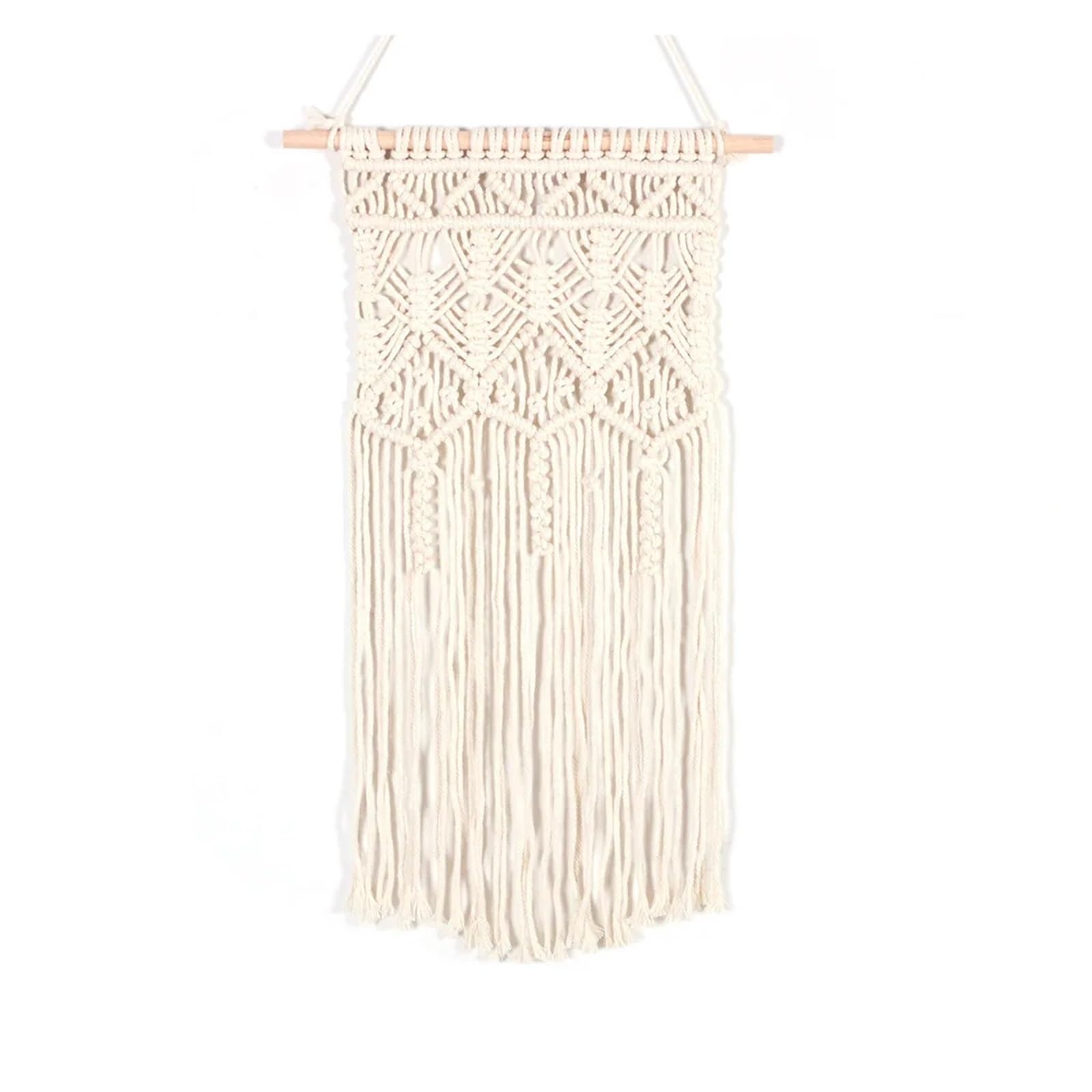 Rideau macramé cuisine bohème, suspension murale tissée avec pampille