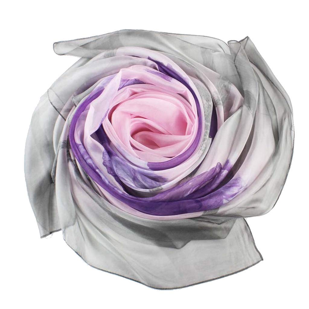Calda Sciarpa da Donna in Morbido Chiffon Stampato a Fiori, Scialle Primaverile ed Estivo, Sciarpe, Telo Mare Avvolgente(A-200cm x 140cm)