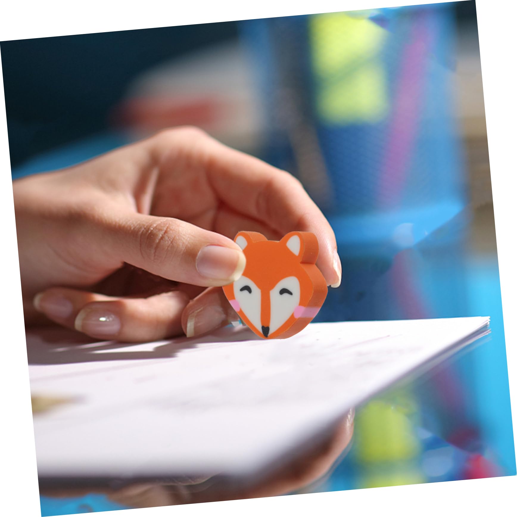 GRIRIW 50Pcs Fox Erasers Cute Portable School Stationery Creative Drawing Accessories for TPR Material Fun Design for Art Projects Classroom Rewards and Present Favors