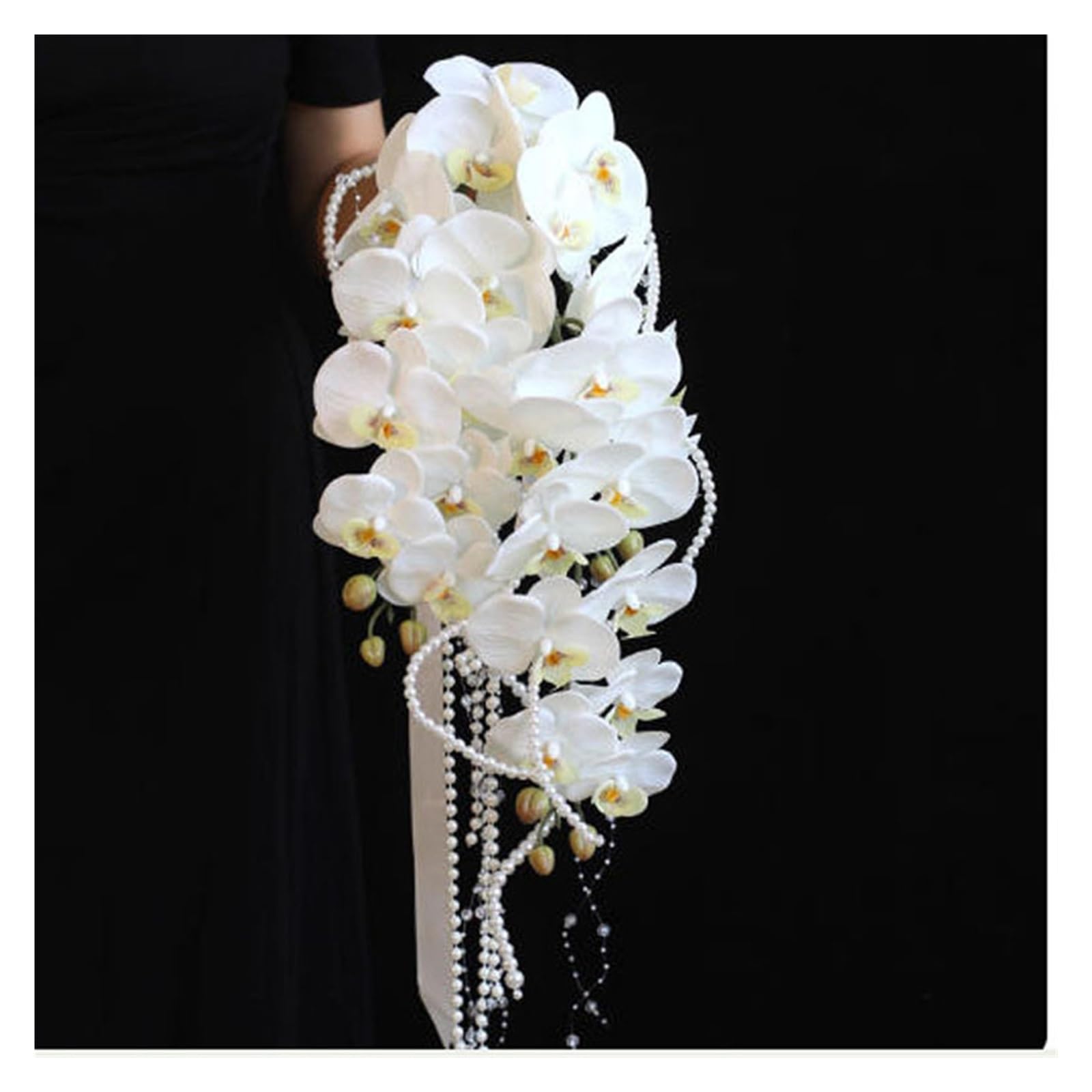 Gijmzy Brown White Bridal Bridesmaid Wedding Bouquet Waterfall