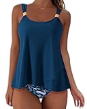 Women Ruffle High Waisted Tankini Swimsuit Tummy Control Bathing Suit
