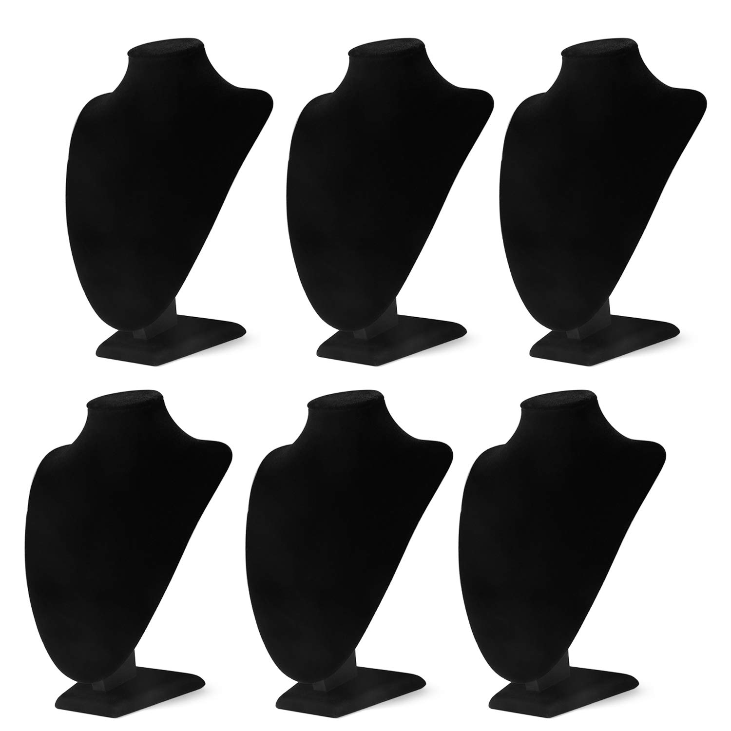 FlexzionFlexzion Necklace Bust Display Stand (6 Pack)- 10 Inch 3D Mannequin Black Velvet Necklace Display Holder for Home, Boutique & Trade Shows - Jewelry Display for Selling Necklace, Pendants, Lockets