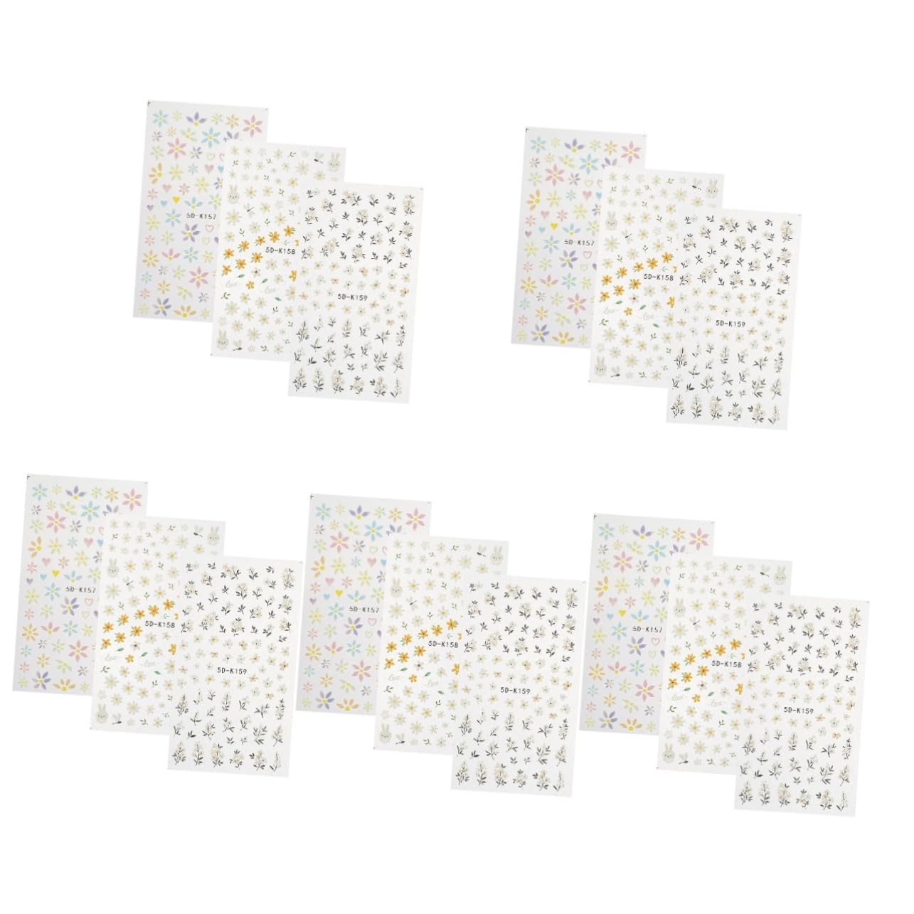 VALICLUD 5 Set Adesivi Per Chiodi in Rilievo 5d Unghia Manicure Etichetta Con Se Stesso Decalcomania Per Unghie Adesivi Per Unghie Adesivo 3 Pezzi*5