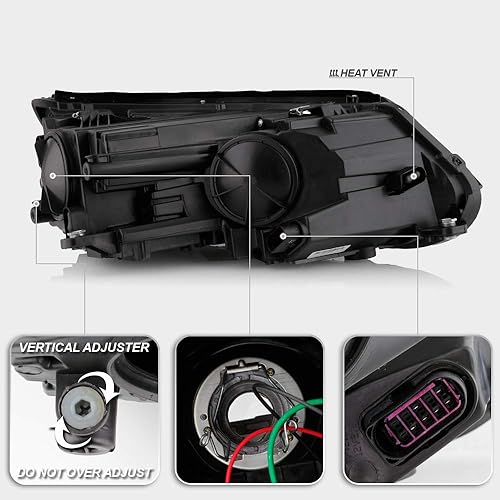 Miniatura 3 de ACANII - Para modelo halógeno solamente 2012-2018 Volkswagen Tiguan LED Bar Proyector Faros Faros Montaje Izquierdo+Derecho