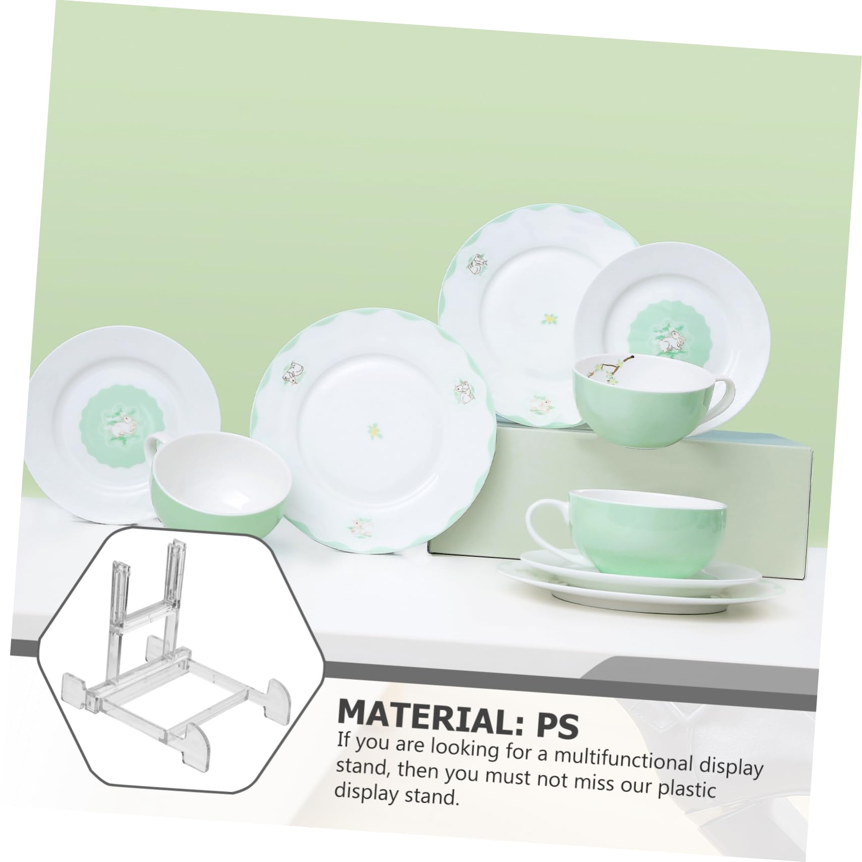 ERINGOGO 5Pcs Adjustable Plastic Display Stands Plate Organizer Rack for Plates Kitchen Storage for and Organization