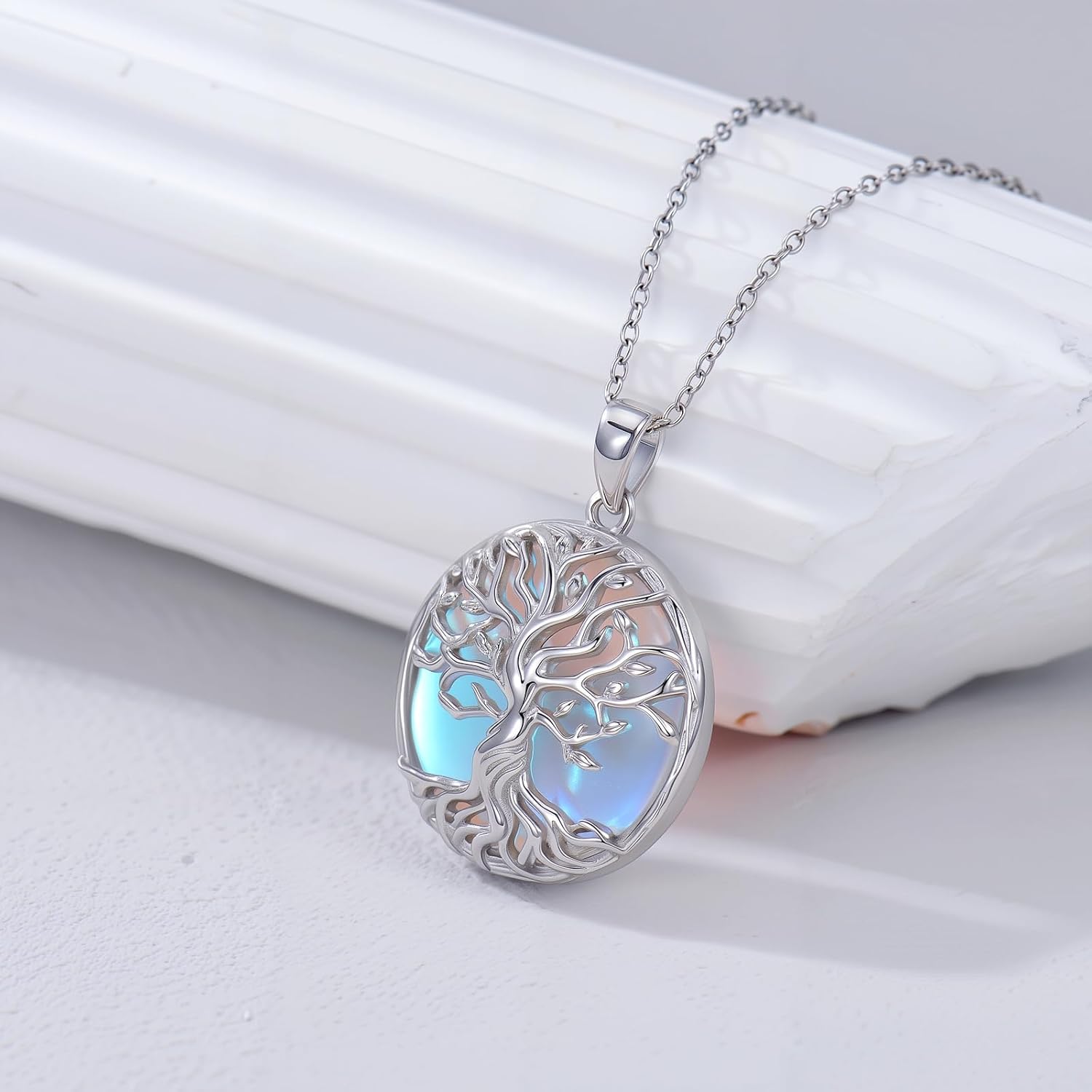 Tree of Life Necklace for Women 925 Sterling Silver Moonstone Family Tree Pendant Ladies Jewelry Gifts - Image 3