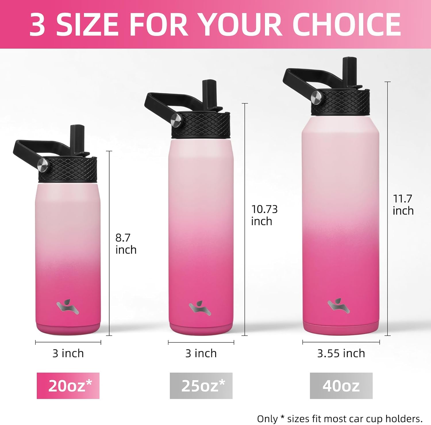 20oz Insulated Stainless Steel Water Bottle with Straw and 3 Lids, BPA-Free Sports Water Bottle,travel water bottle,Cherry Blossom - Image 5