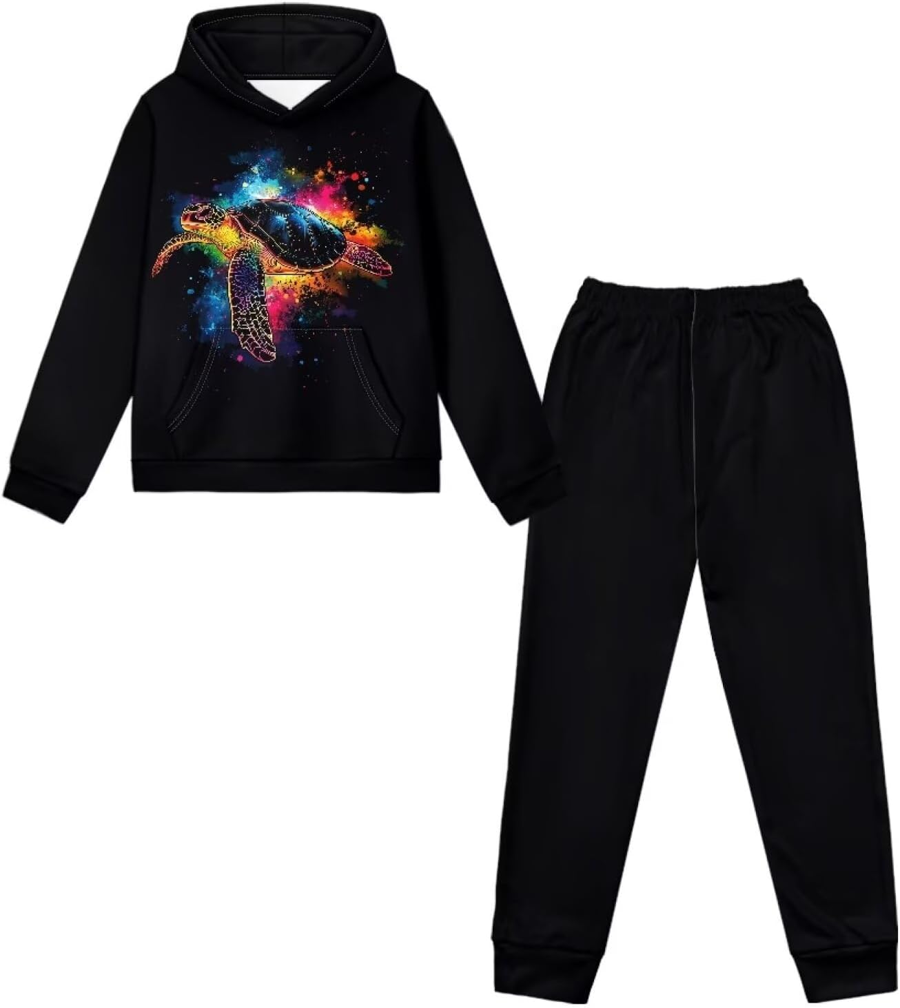 Boys Girls Thin Winter Hoodie Sets Trendy Sport Clothing Graphic Hooded Sweatshirt Sets for Kids 6-14 Years