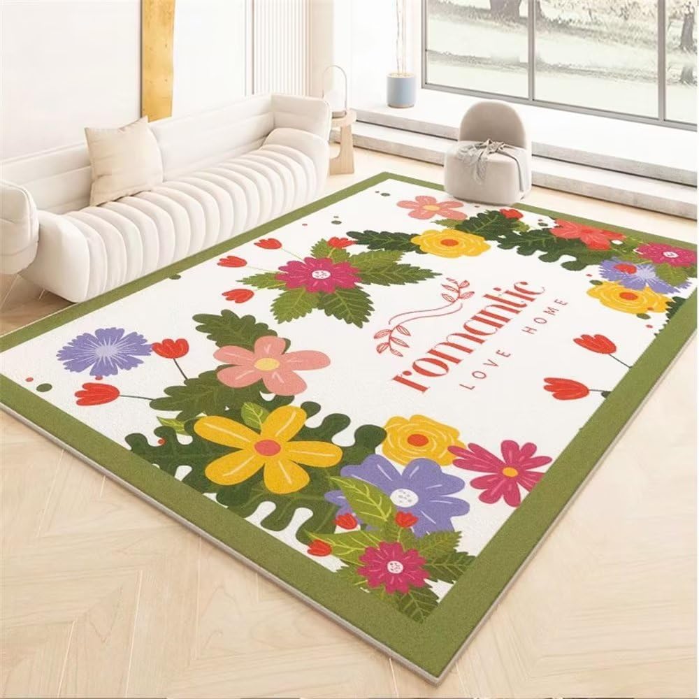 Tapis de salon vert antidérapant grand format 200x300cm pour sécuriser vos sols