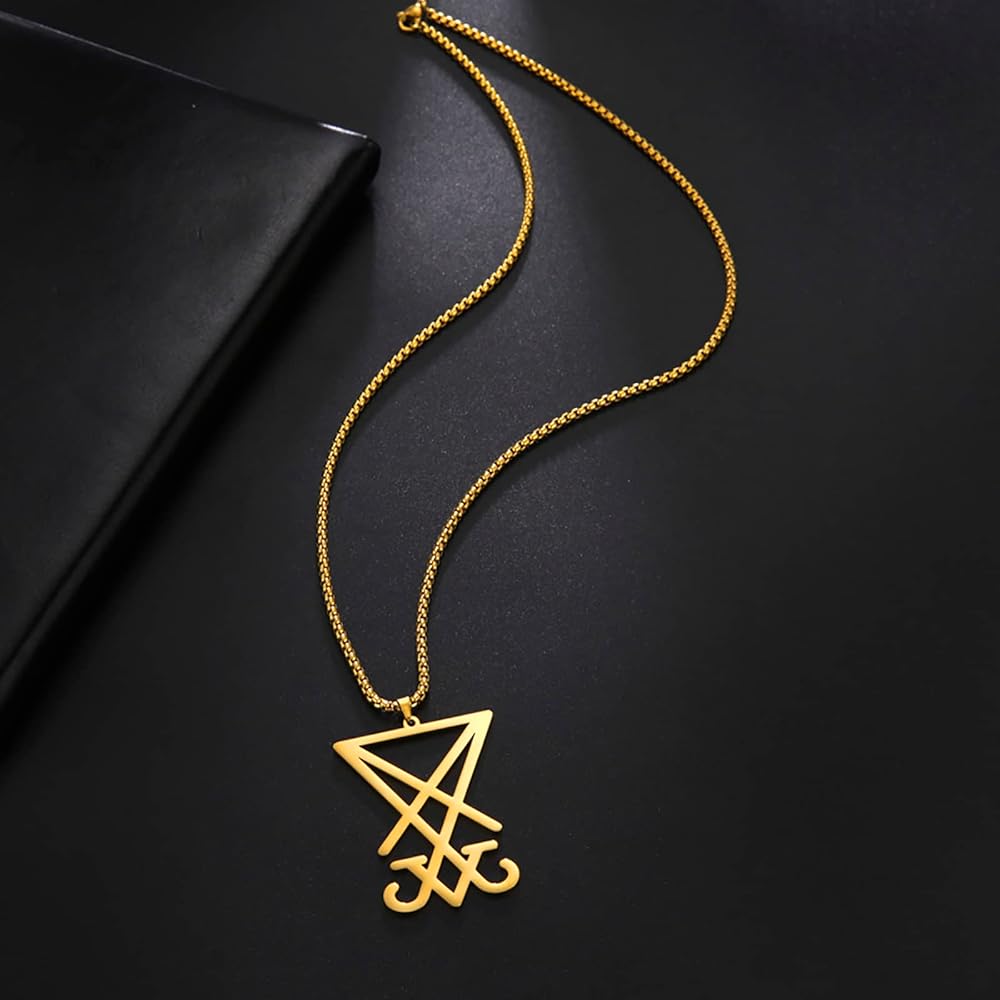 Sigil Of Lucifer Pendant Necklace - Stainless Steel Satanic Symbol Necklace For Men & Women