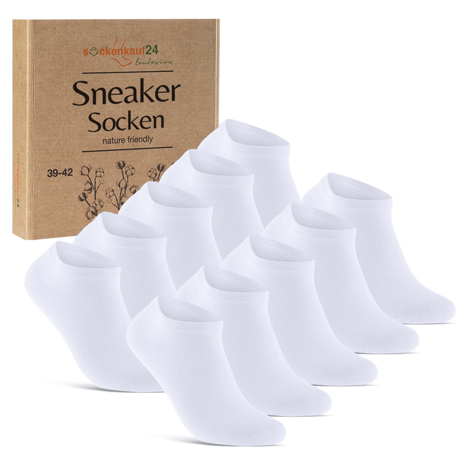 10 Pairs of Premium Trainer Socks for Men and Women Made of Combed Cotton with Comfort Waistband without Pressing Seam