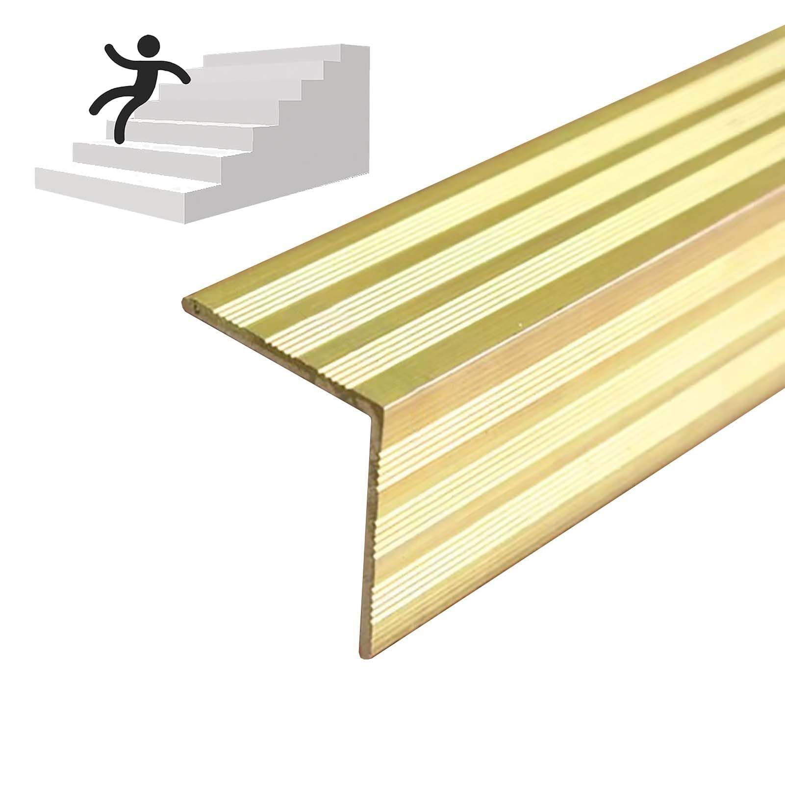 Protector de Borde de Escalera de latón Antideslizante, Perfil en Forma de L para transición a Suelos de Madera, 34x30 mm, Ideal para Uso en Interiores y Exteriores (tamaño: 25x25 mm (0,98" x