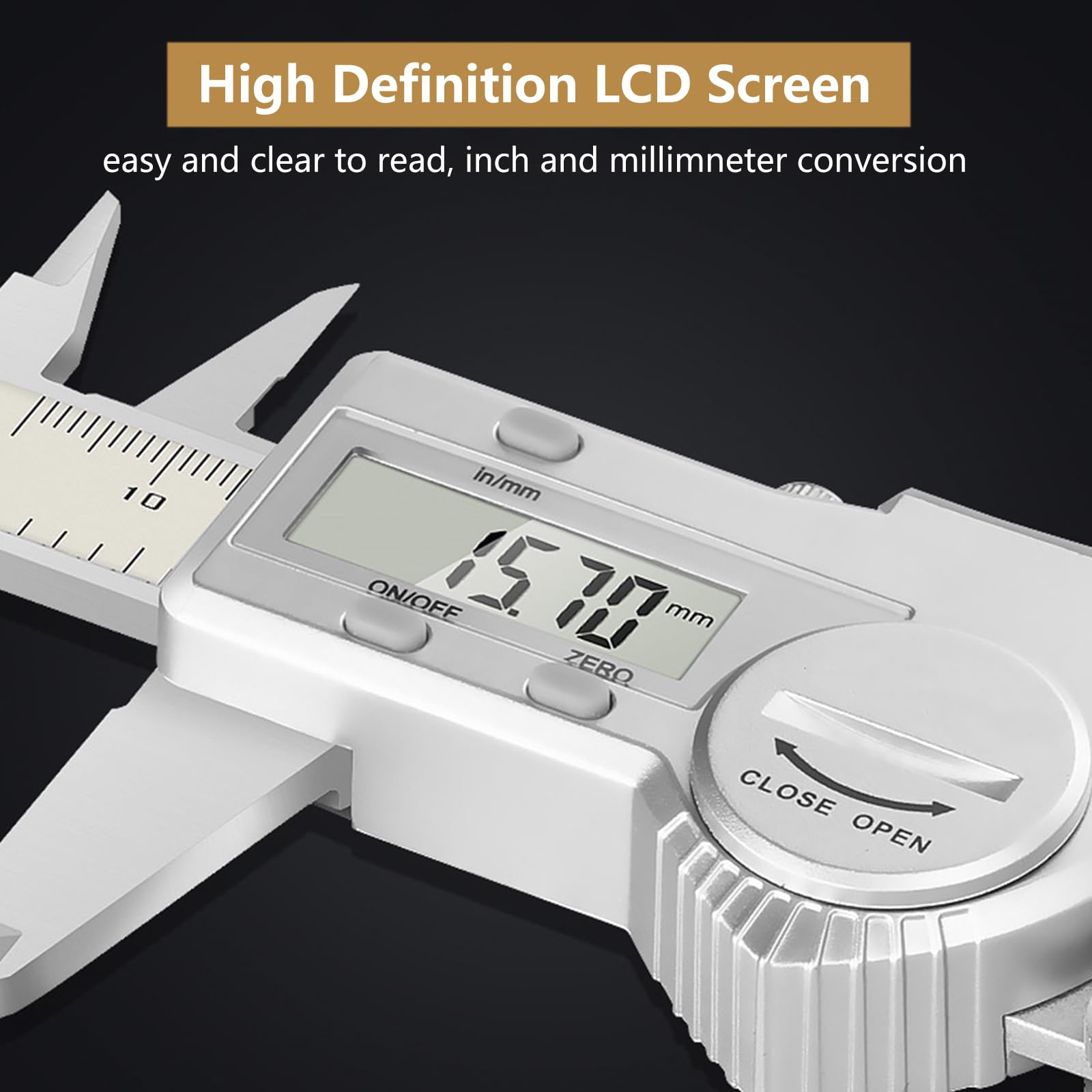 Pie de Rey Digital Impermeable IP54 con Puerto USB, Calibre Digital de Acero Inoxidable con Pantalla LCD, Calibrador Vernier para Mediciones Externas,Internas,Profundidad y Paso,300mm/12"