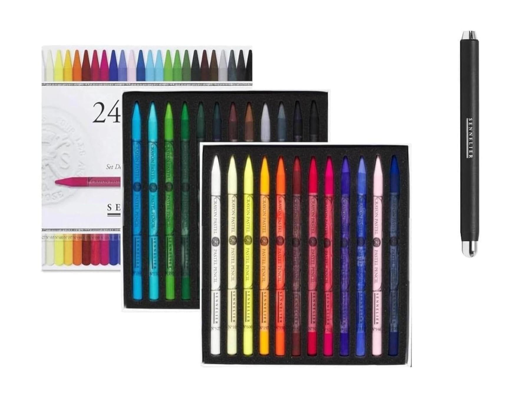 Sennelier 24 bardzo cienkie suche pastelowe kredki, pastelowy piórnik i 1 karta