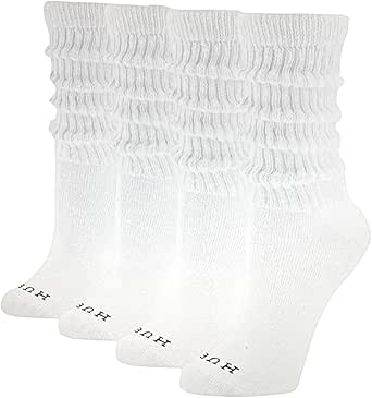 HUE Women's Slouch Socks, 4 Pack (Black, White