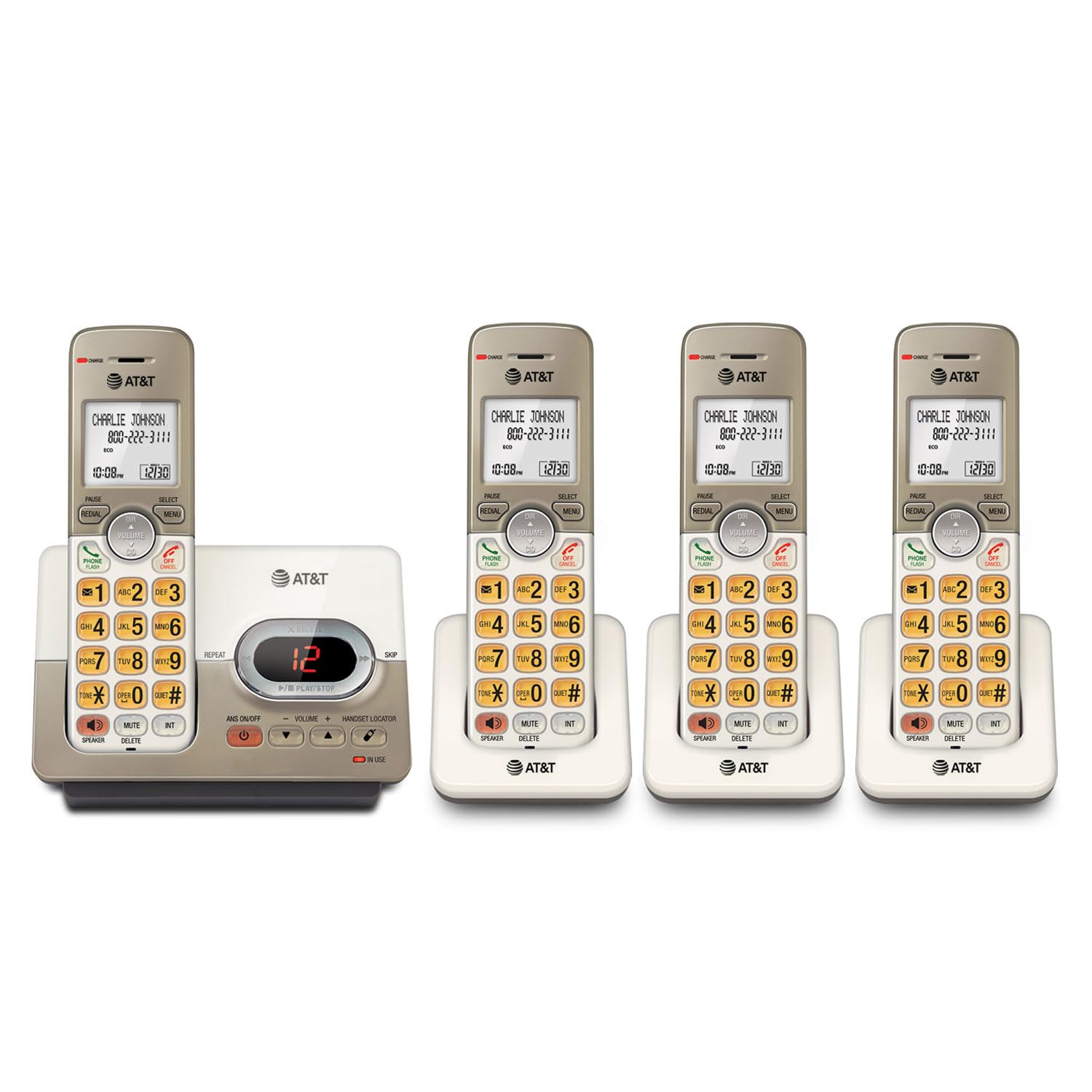 AT&T EL52413 4-Handset Cordless Phone with Answering System & Extra-Large Backlit Keys
