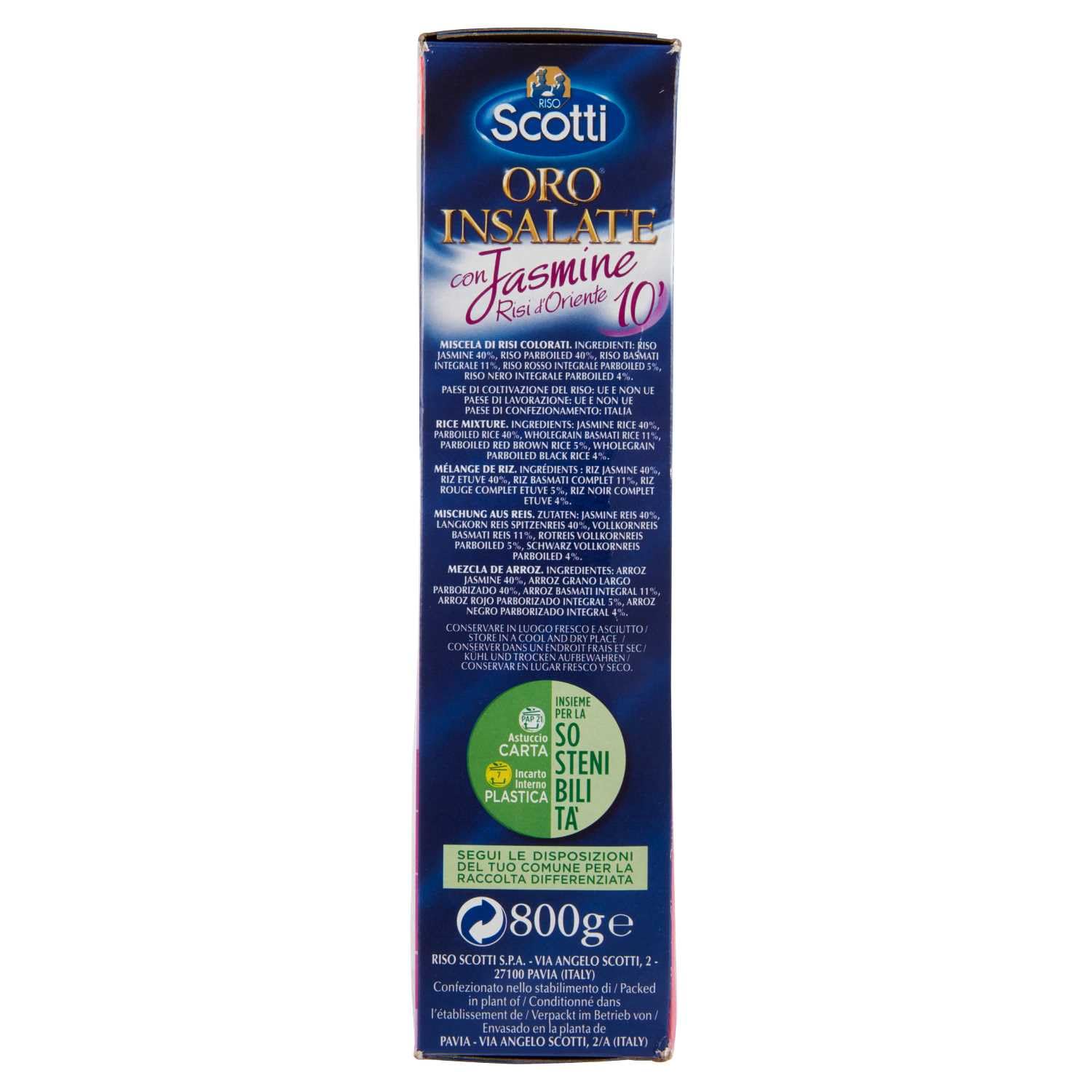 Riso Scotti Oro Insalate Con Jasmine, Risi D'Oriente - Ensaladas de arroz con jazmín, Risi d'Oriente 12 x 800 g + polpa italiana gourmet 400 g