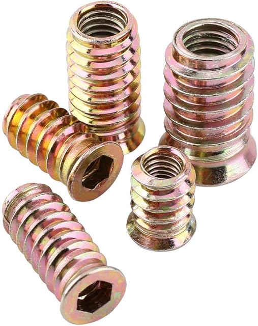 20Pcs Threaded Insert Nuts, Zinc Plated Carbon Steel Hex Socket Furniture Nuts M6/M8/M10 Insert Nut Tool Kit for Wood Furniture(M10*25mm)