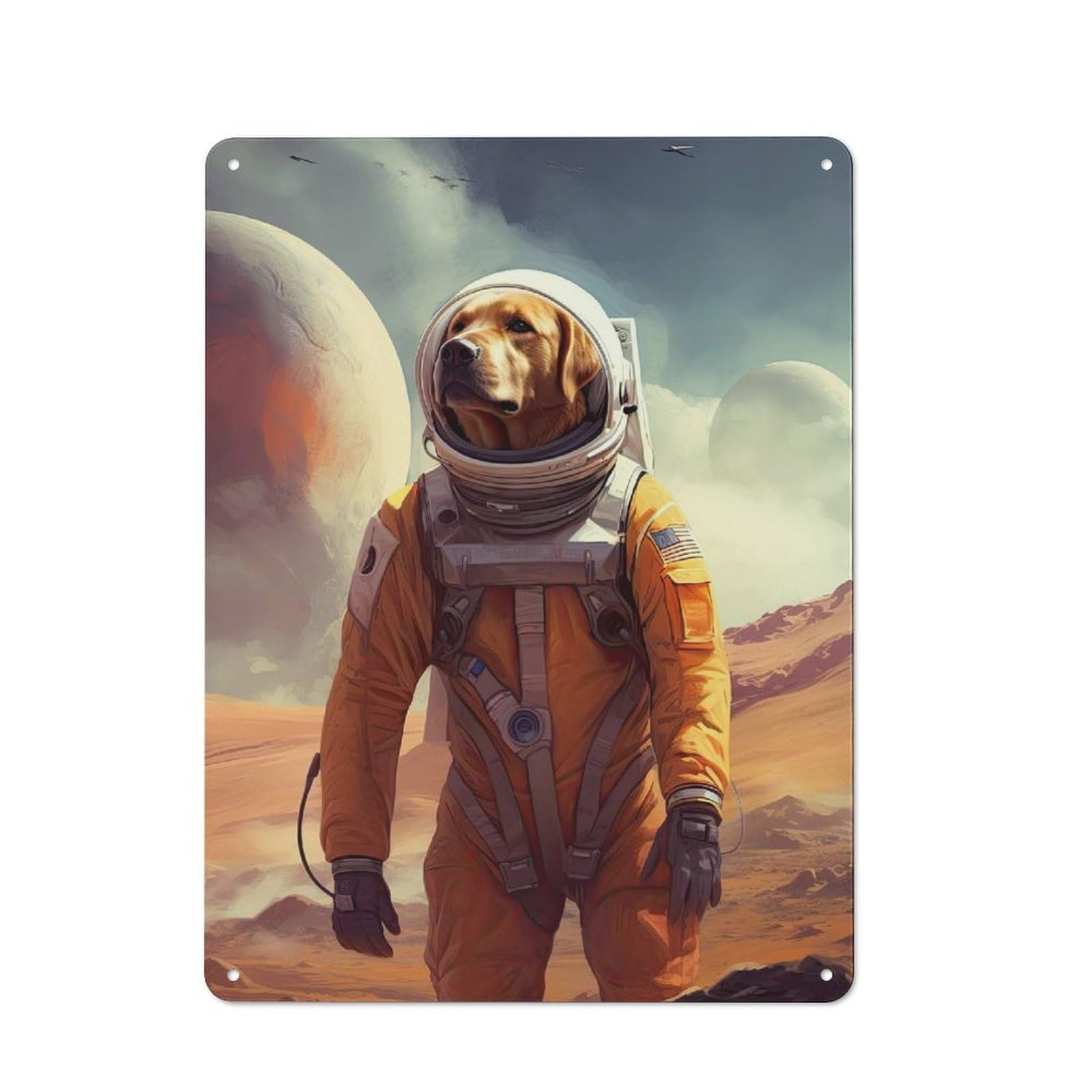 Junmoney Style-10 Metal Wall Sign 40X30cm Featuring Labrador Mars For Garage Or Workshop, For Vintage Wall Decor Fans, For Metal Sign Collectors