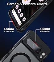 Vista 5 de Funda magnética para Google Pixel 8 Pro [compatible con MagSafe] delgada, translúcida mate, parte trasera dura y parachoques negro suave, cubierta a