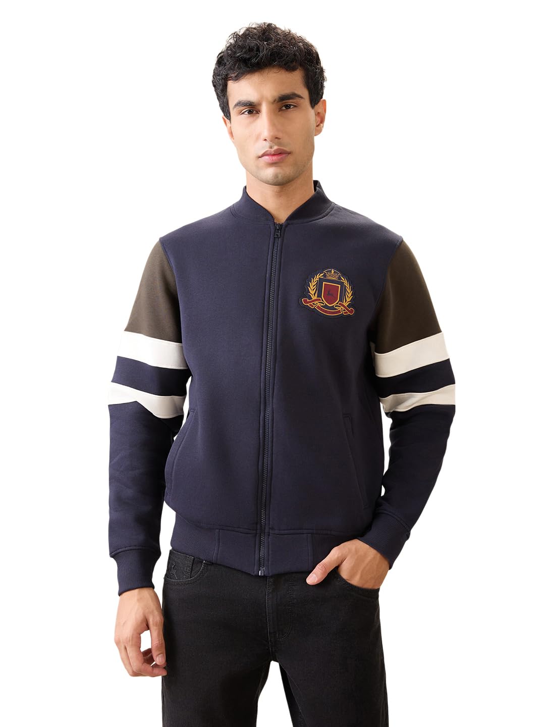 parx Men Full Sleeve Regular Fit Cut & Sew Pattern Cotton Polyester Blend Base Ball Collar Base Ball Collar Casual Sweatshirt-picture-51