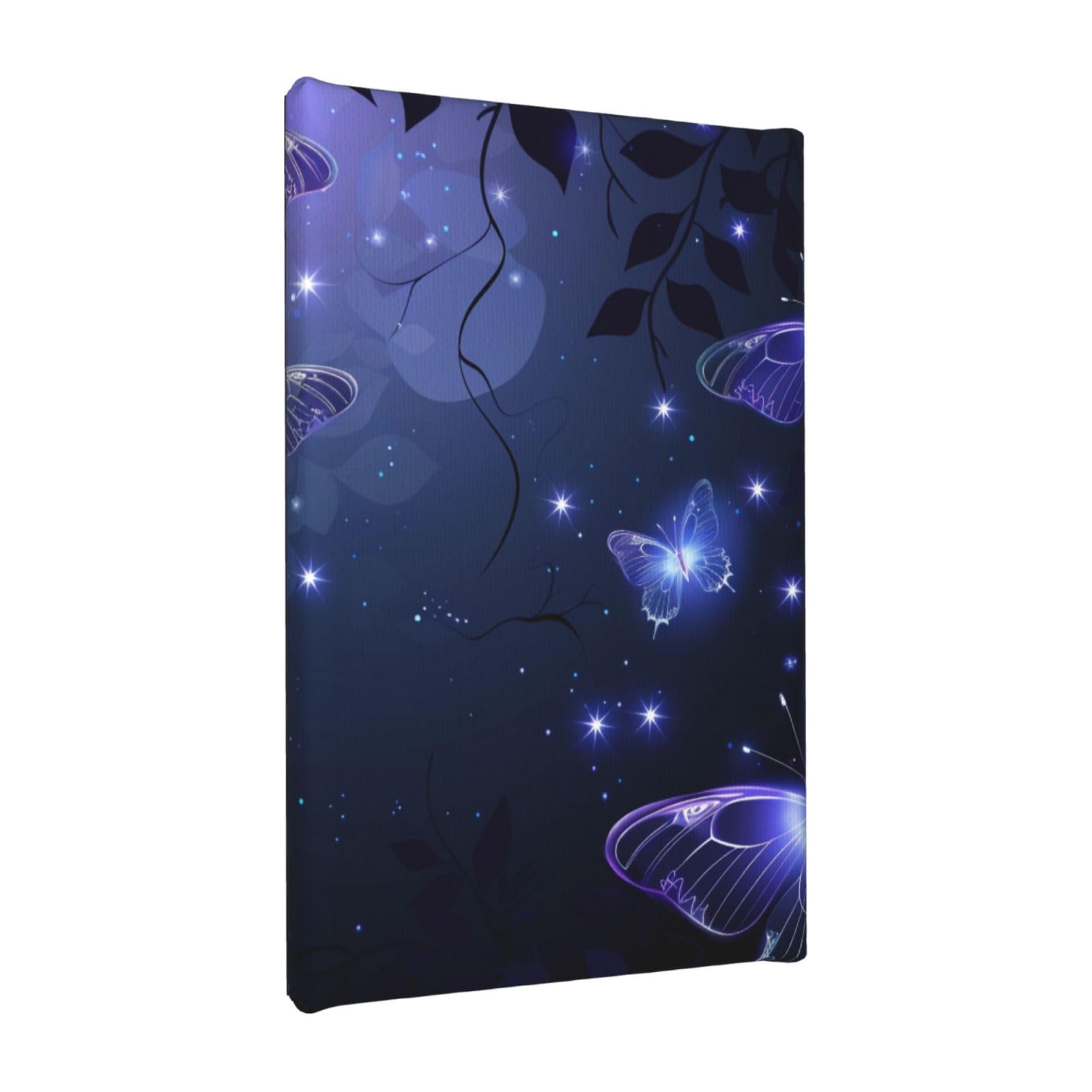 YKLJG Background with Night Butterflie Printed Wall Art Canvas Painting 20x30 CM Wooden Framed Picture Painting Artwork Prints for Bedroom Kitchen Home Office Decor