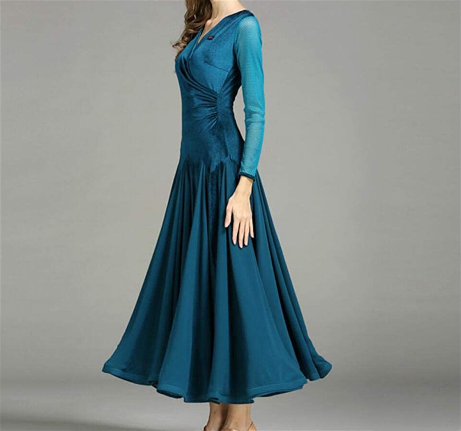 Female Salón De Baile Vestido De Baile Estándar Tango Waltz Disfraces De Manga Larga Danza Vestidos De Competición De Baile Moderno Trajes De La Etapa De Baile
