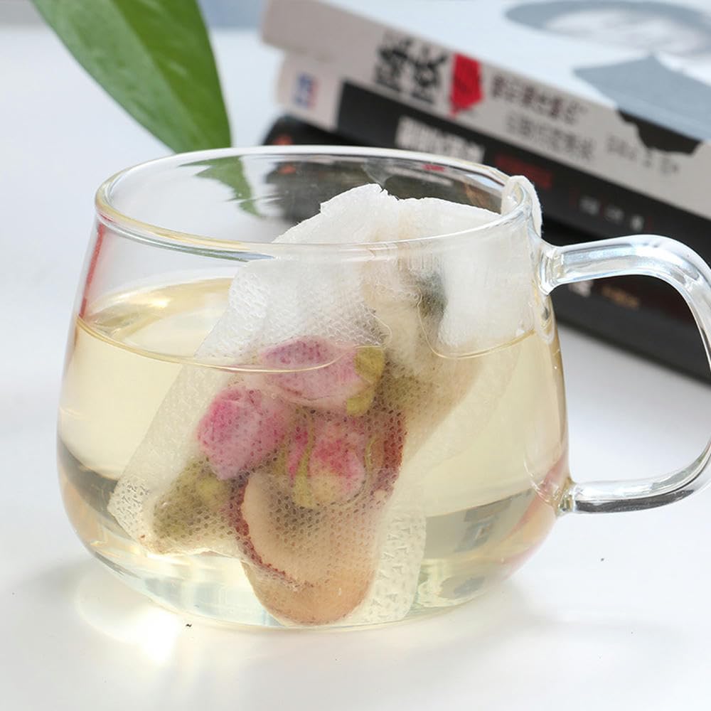 Bolsas de té vacías con cuerda, Bolsas de filtro de té no tejidas con cordón ajustable (paquete de 100), blancas, varios tamaños(10X12CM)