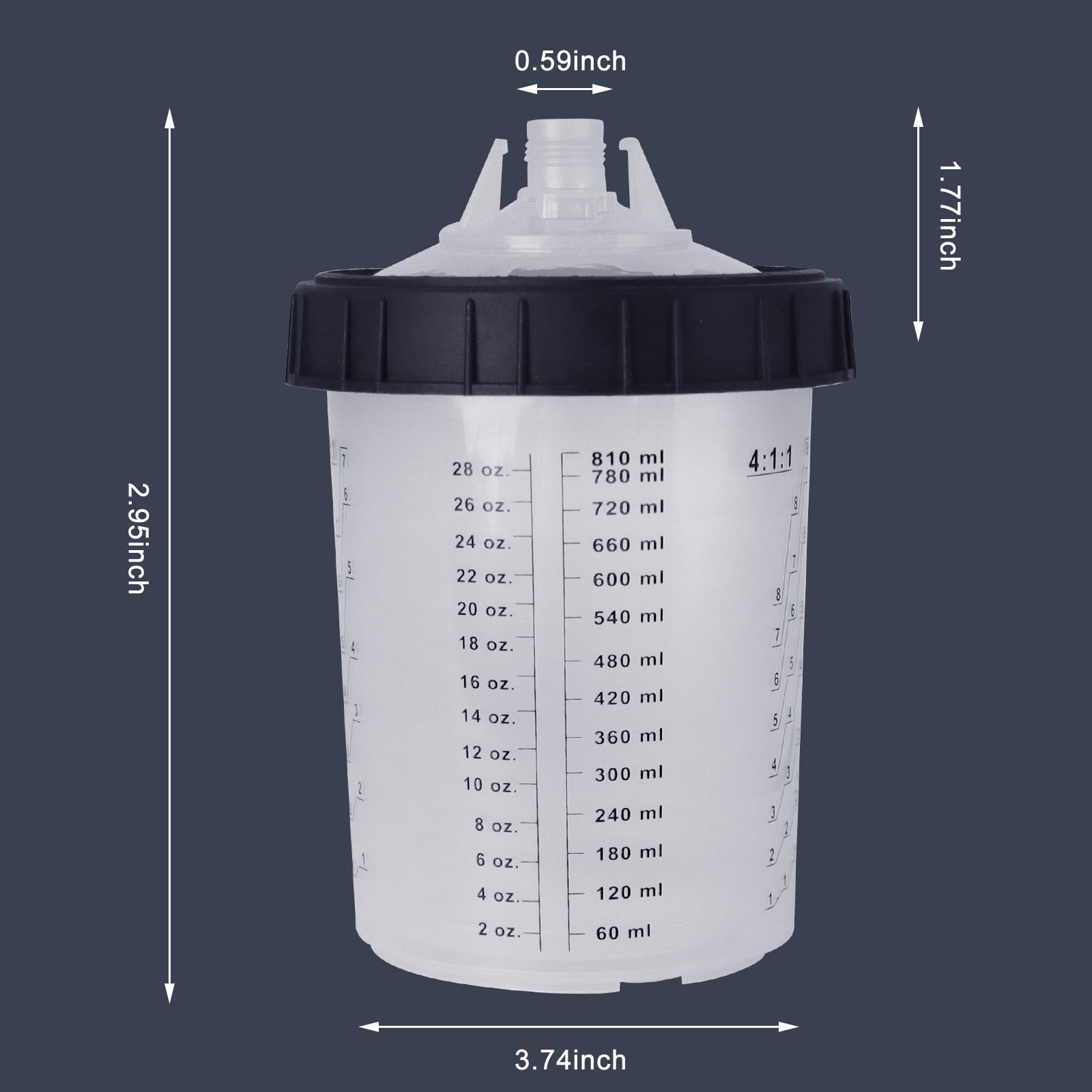 Gobelets De Mélange Peinture 400ml Avec Couvercles - Pour Pistolet Peinture Auto, 10 Doublures Incluses