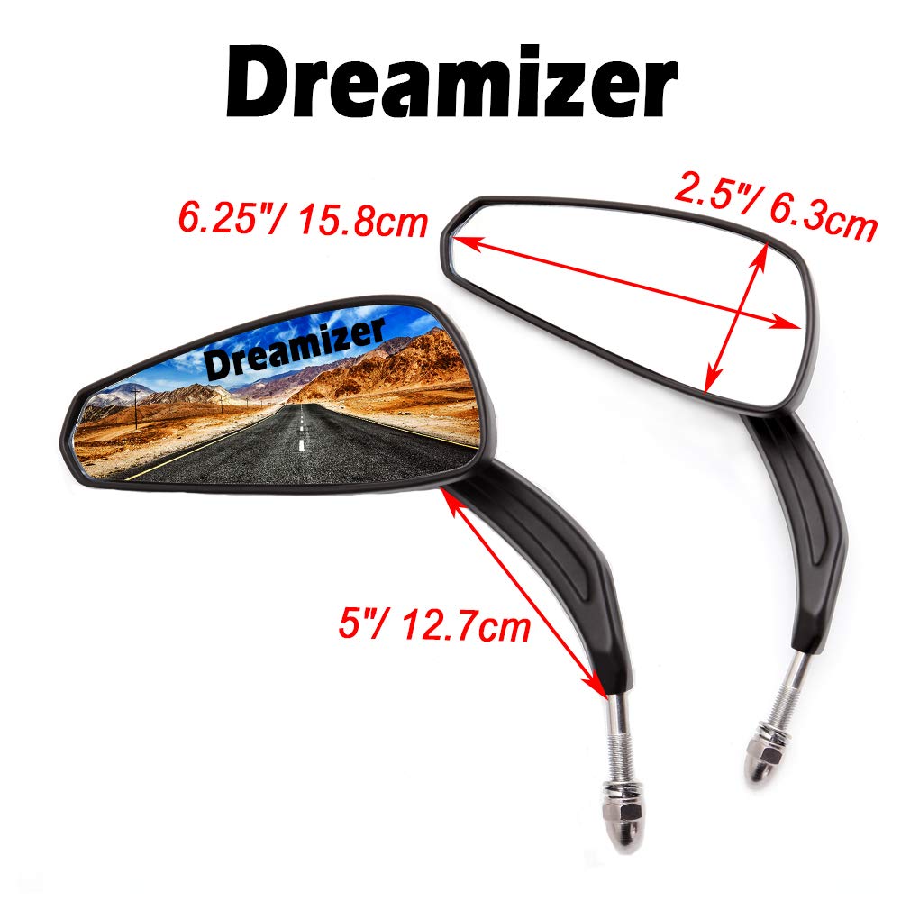 DREAMIZER Rétroviseur de Moto, 8mm Miroir de Moto Remplacement pour Sportster XL883 1200 Dyna Softail Street Glide Electra Glide Road Glide