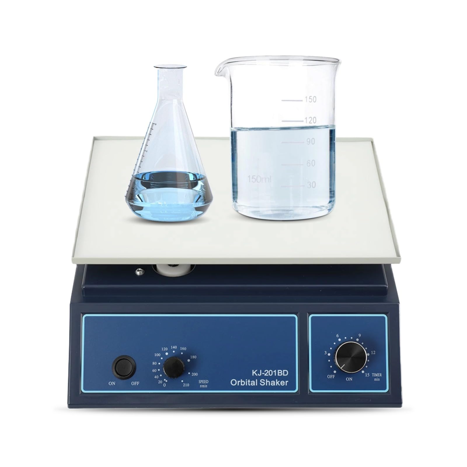 KJ-201BD Agitateur orbitale de laboratoire, 20-210 tr/min vitesse réglable, 220V 10W Agitateur rotateur orbital avec mode continu ou mode minuterie, plateau de travail 315x218 mm