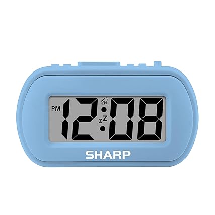 Sharp Digital Alarm Clock – Tactile Case with Soft Rubberized Finish Battery Operated – Blue photo Sharp Digital Alarm Clock – Tactile Case with Soft Rubberized Finish Battery Operated – Blue