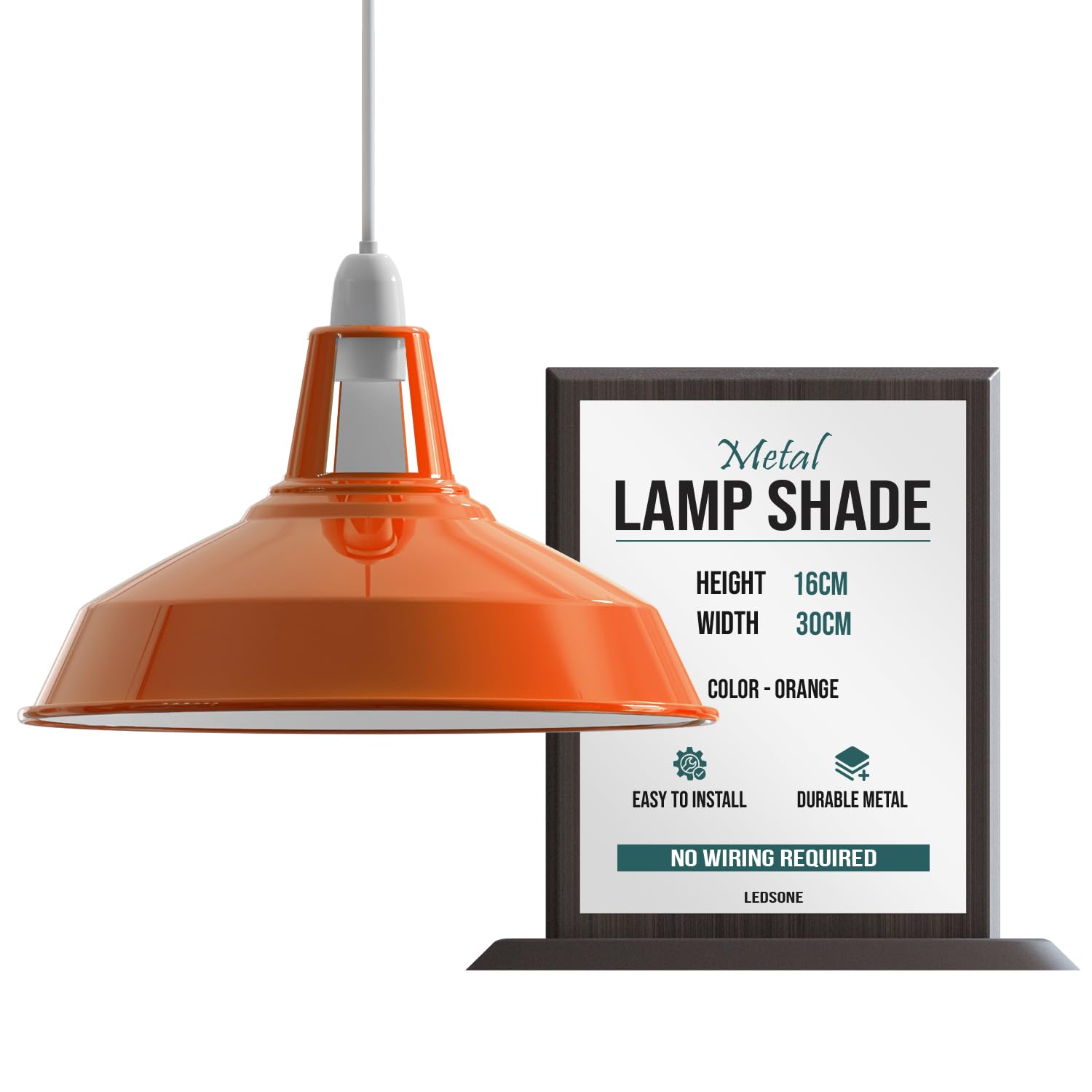 LEDSone Orange Lampshade for Ceiling Lamp Shades 30cm Light Shade Ceiling Light Industrial Replacement Metal Decorative Pendant Lighting Bulb Guard Lamp Shades for Indoor Light Shade