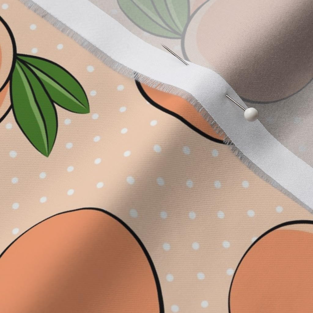 Spoonflower Fabric - Peach Fabric Summer Fruit Little Arrow Polka Dots Baby Girl Printed on Organic Cotton Sateen Fabric by The Yard - Sewing Quilting Apparel Home Decor