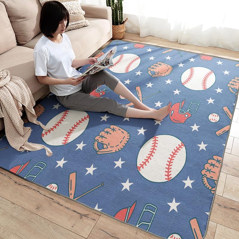 Miniatura 4 de Alfombra de béisbol y decoración de habitación, alfombra de 2 x 3 pies, alfombras para niños, para entrada, dormitorio, sala de estar, alfombra