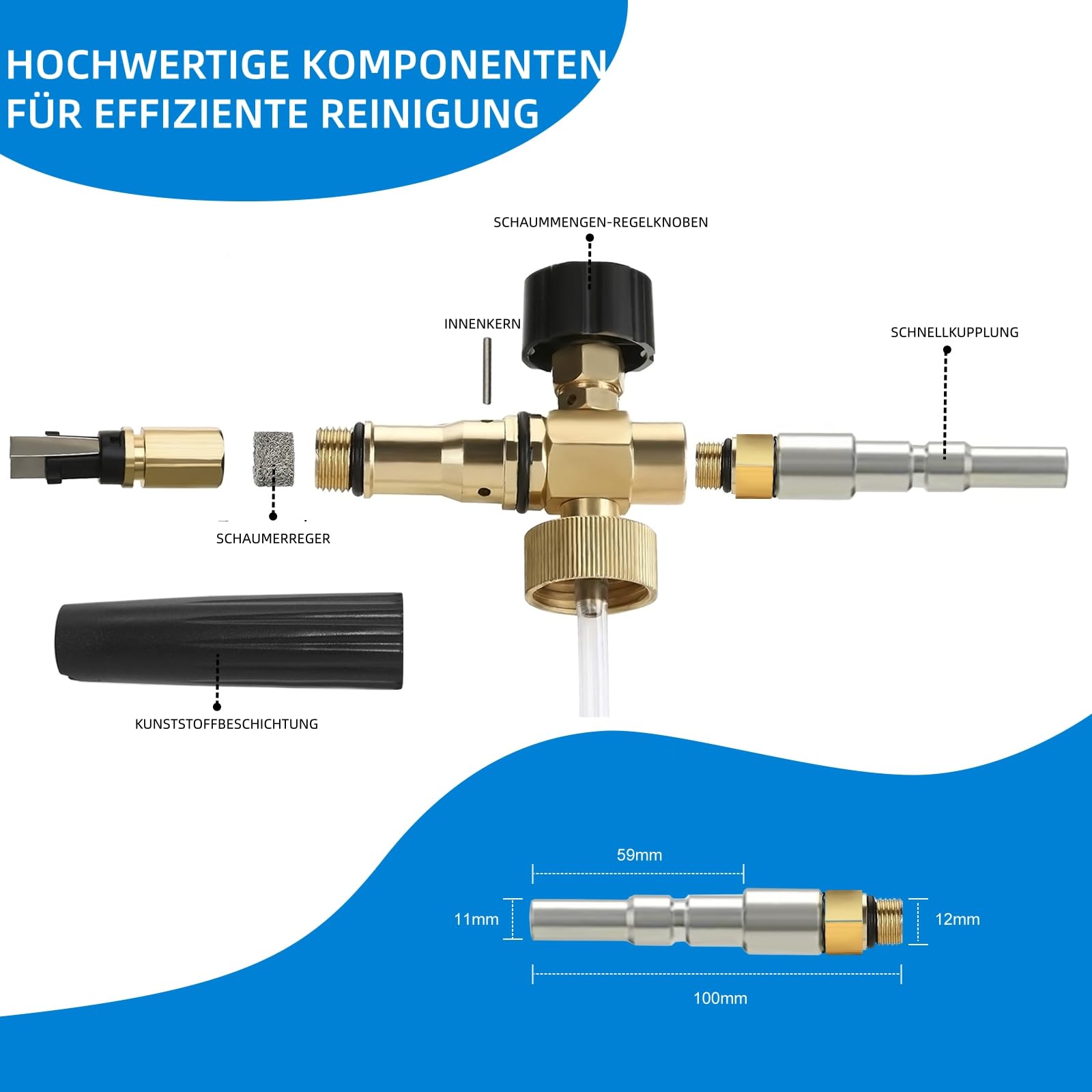 Stone Banks Schneeschaum Lanze Schaumkanone für Nilfisk Alto/KEW/Kränzle/WAP Hochdruckreiniger, Auto Schaumlanze with Verstellbare Schaumdüse für Autowäsche (1L)