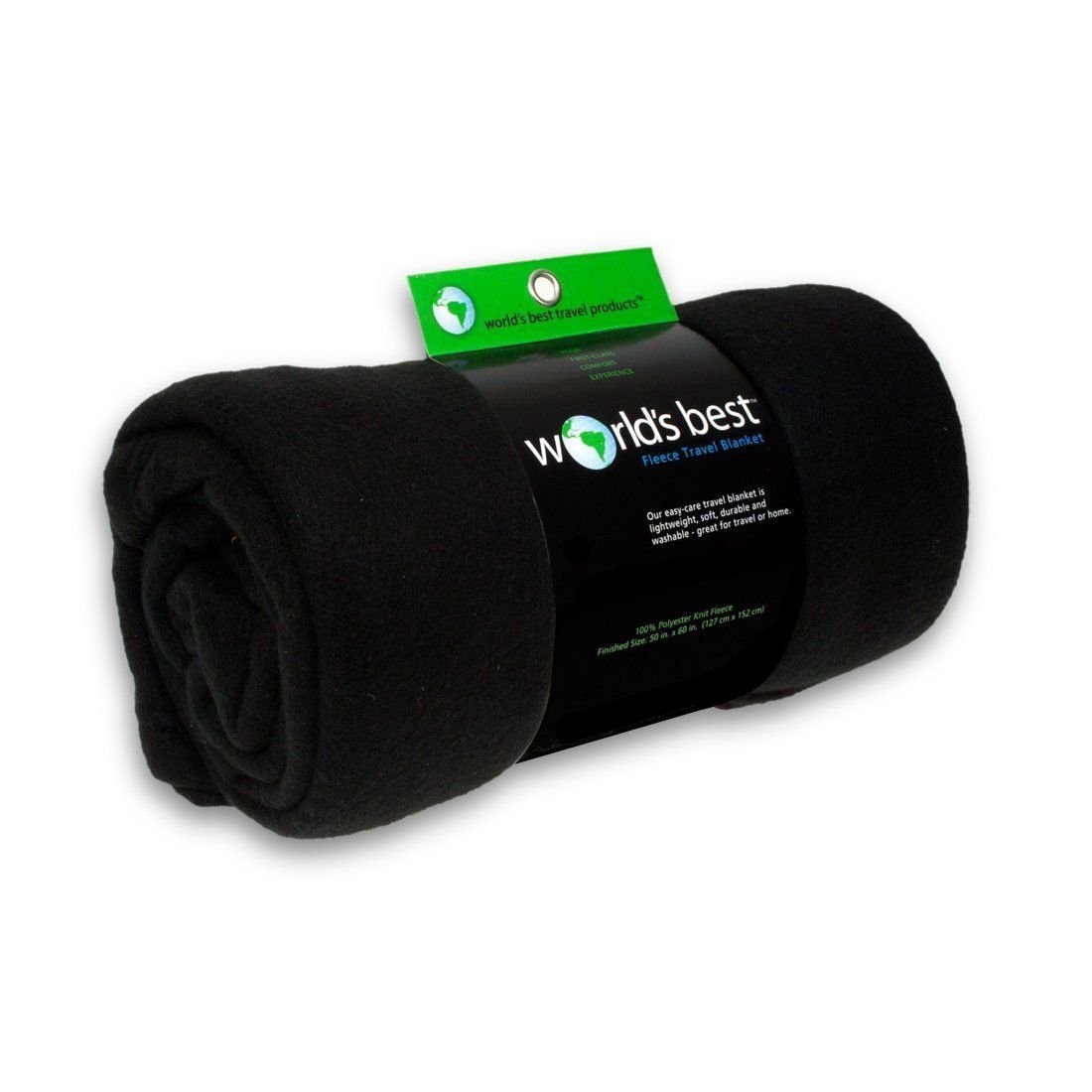 World's Best Cozy-Soft Microfleece Travel Blanket, 50 x 60 Inch, Black