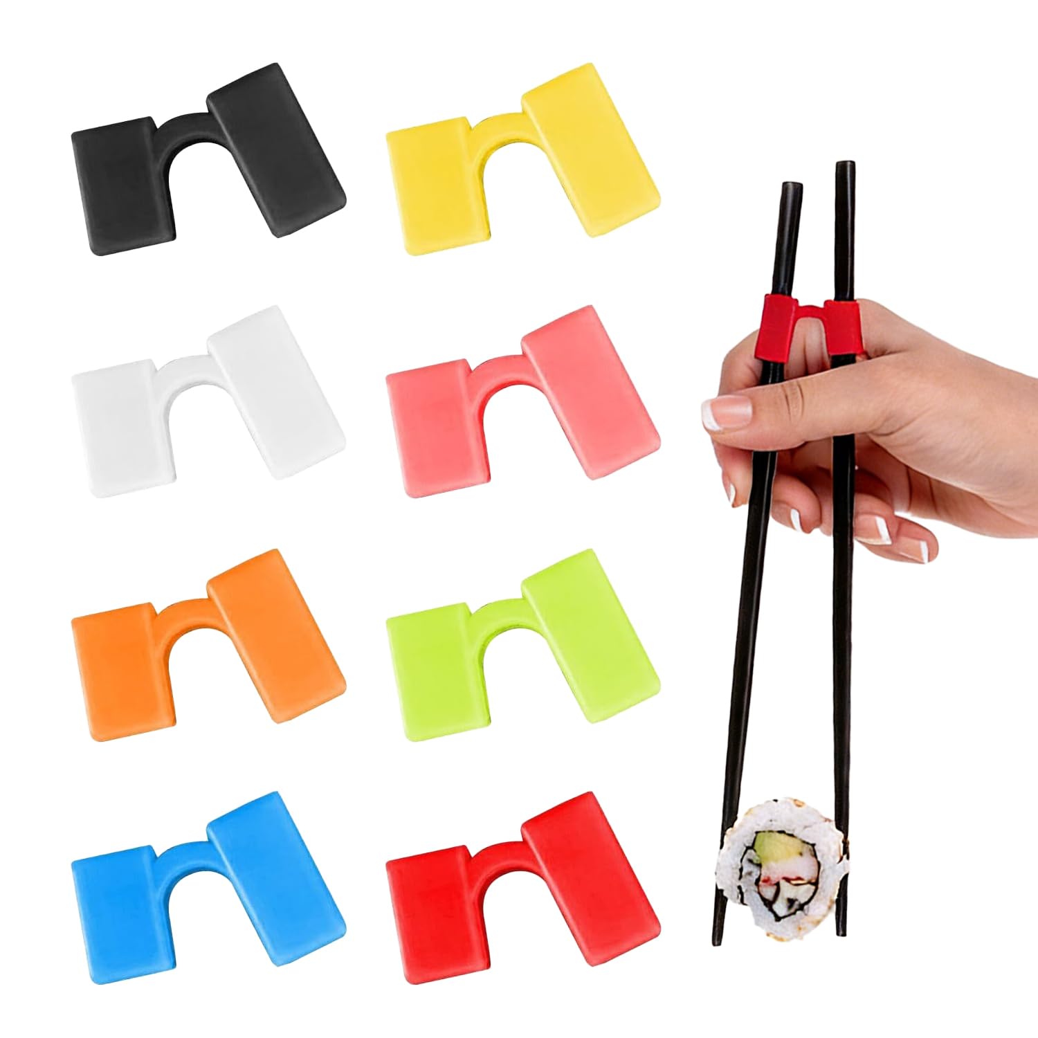 Lot de 8 aides pour baguettes, connecteurs d'apprentissage pour adultes, débutants ou apprenants, baguettes non incluses (8 couleurs)