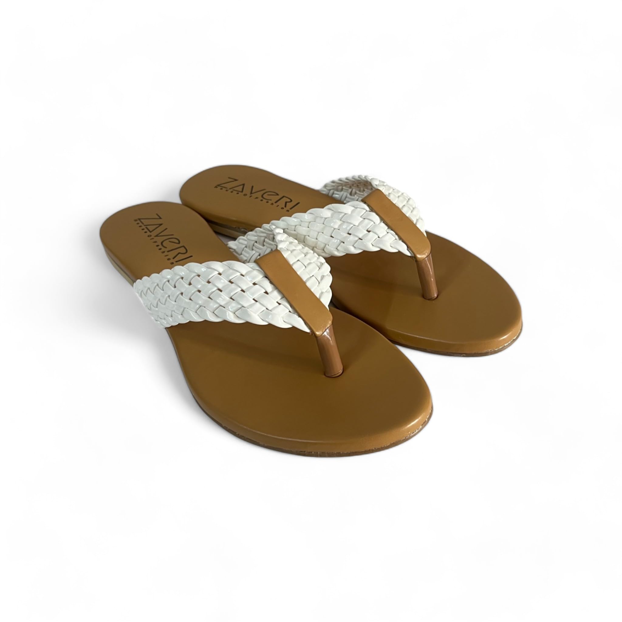 Strut Flat Net V-shape White Vegan Leather Casual Slipper For Women | Stylish Comfort Flats Sandals-image-48