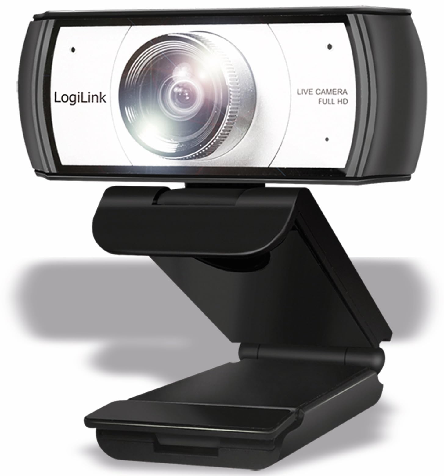 LogiLink UA0377 - Webcam HD USB per videoconferenza, obiettivo grandangolare 120°, doppio microfono con riduzione del rumore, messa a fuoco manuale, per videoconferenze e streaming dal vivo