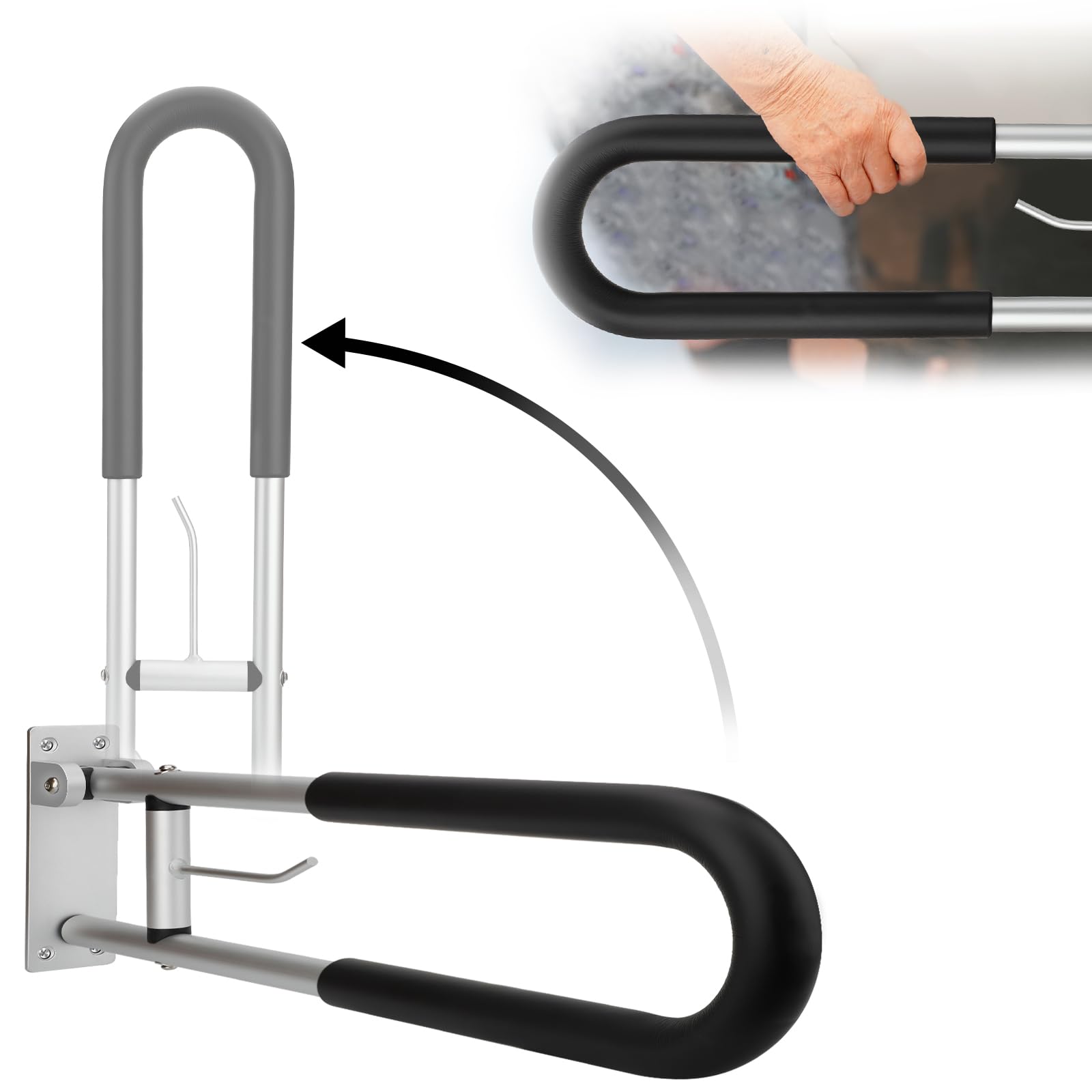 foldable grab bards for toilet bathtubs and showers anti slip handicap grab bars for shower seniors toilet safety rails with paper holder wall mounted shower handle for elderly and disabled